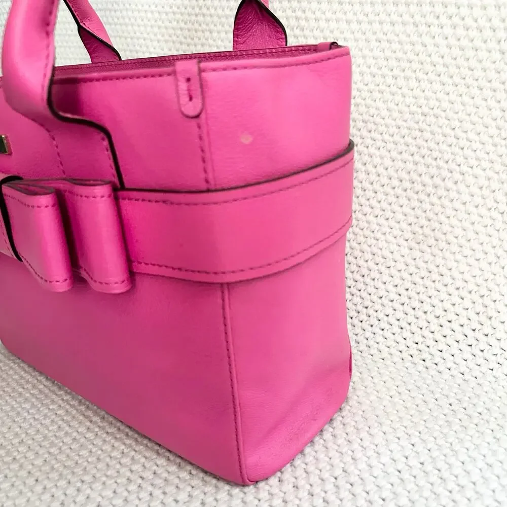 Kate  Spade Villabella Quinn Pink Top Handle Bow Triple Compartment Satchel